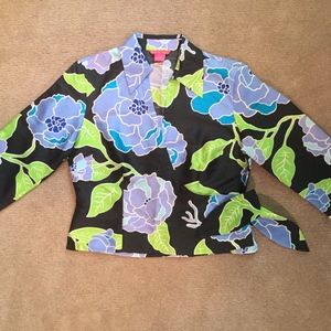 sunny leigh silk wrap floral print blouse